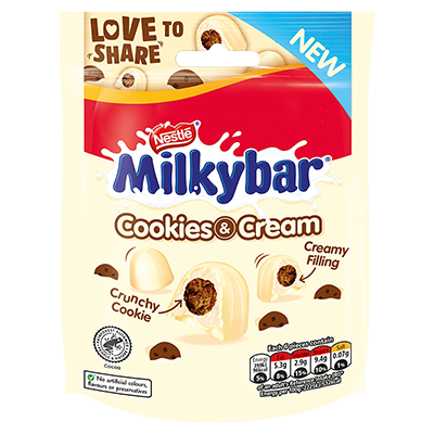 Milkybar® Cookies & Cream White Chocolate Bites Sharing Pouch 90g